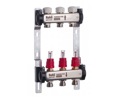 Коллектор теплого пола ROHO R804-03 - 1"х 3 выхода