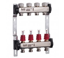 Коллектор теплого пола ROHO R804-04 - 1"х 4 выхода