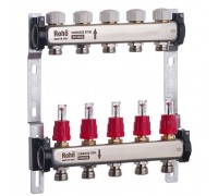 Коллектор теплого пола ROHO R804-05 - 1"х 5 выходов