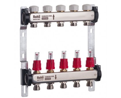 Коллектор теплого пола ROHO R804-05 - 1"х 5 выходов