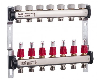 Коллектор теплого пола ROHO R804-07 - 1"х 7 выходов