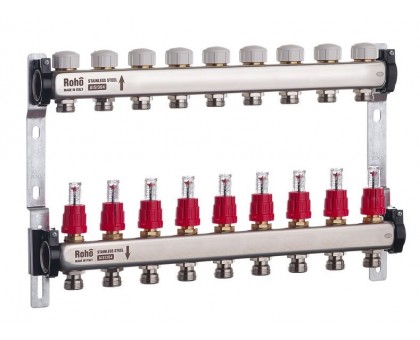 Коллектор теплого пола ROHO R804-09 - 1"х 9 выходов