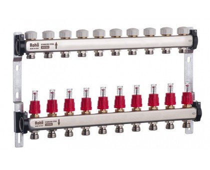 Коллектор теплого пола ROHO R804-10 - 1"х 10 выходов