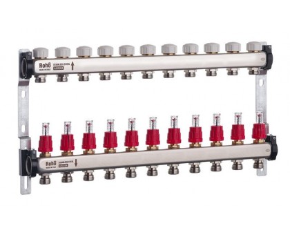 Коллектор теплого пола ROHO R804-11 - 1"х 11 выходов