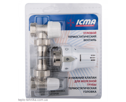 Комплект термостатический угловой ICMA № KTE 986 +774 +805